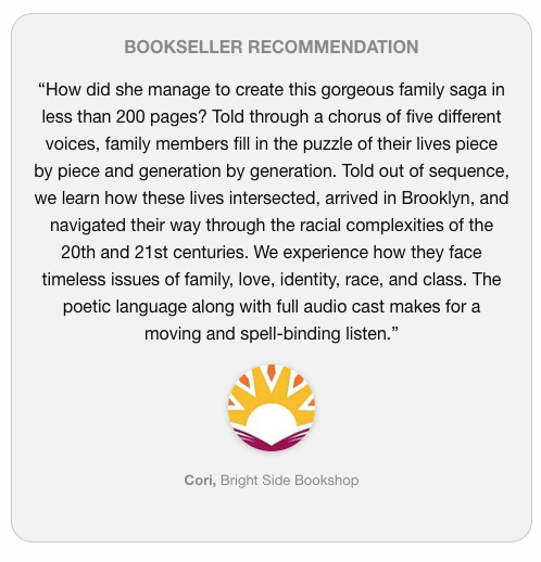 Bookseller Recommendation: Red at the Bone by <a href="/JackieWoodson/">Jacqueline Woodson</a> ✨

libro.fm/audiobooks/978…

#ShareBlackStories #BlackHistoryMonth