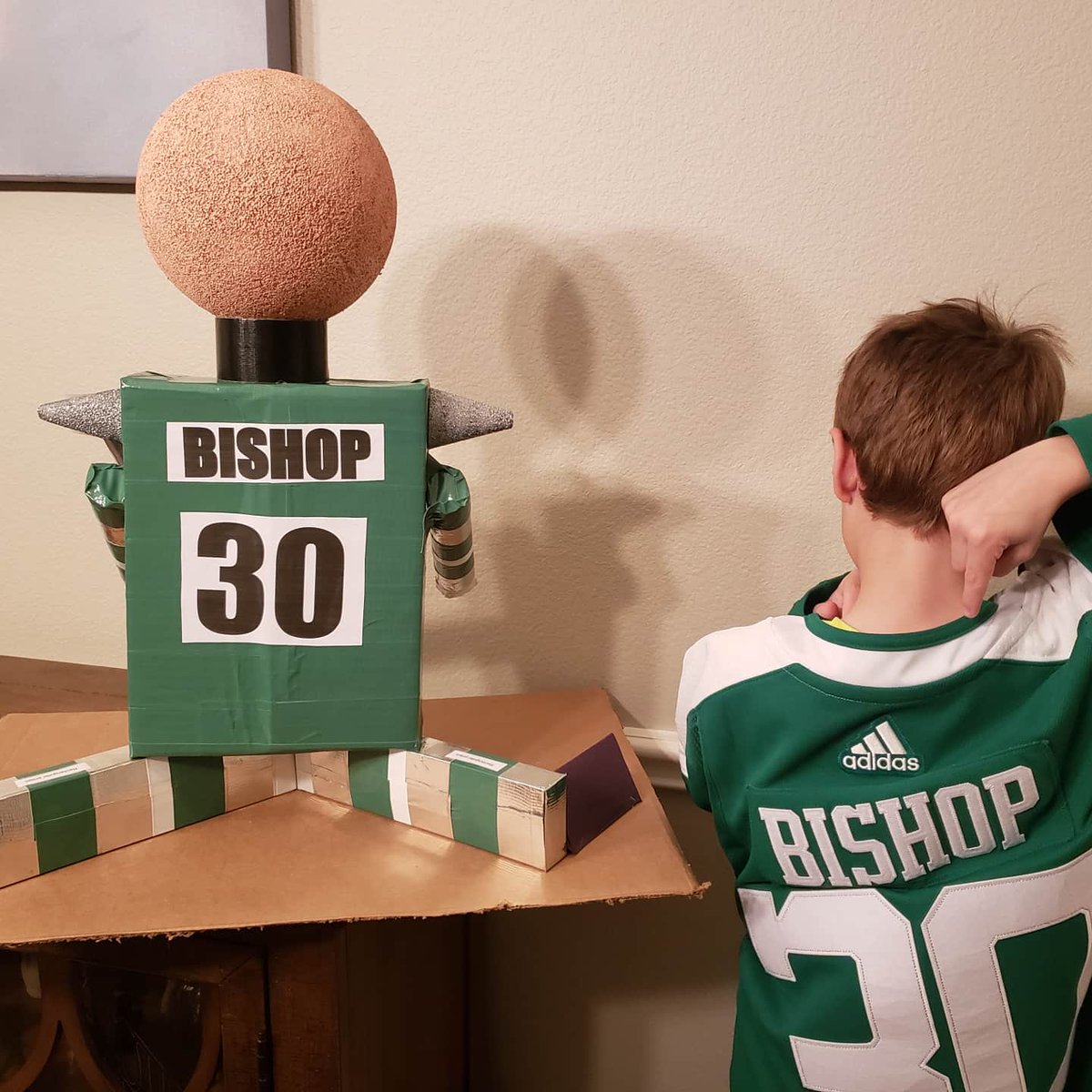 Third grade math turned fun. Turning <a href="/Benbishop30/">Ben Bishop</a> into a 3D math project. <a href="/DallasStars/">x - Dallas Stars</a> #hockeylife <a href="/BettePerot/">Bette Perot KISD</a>