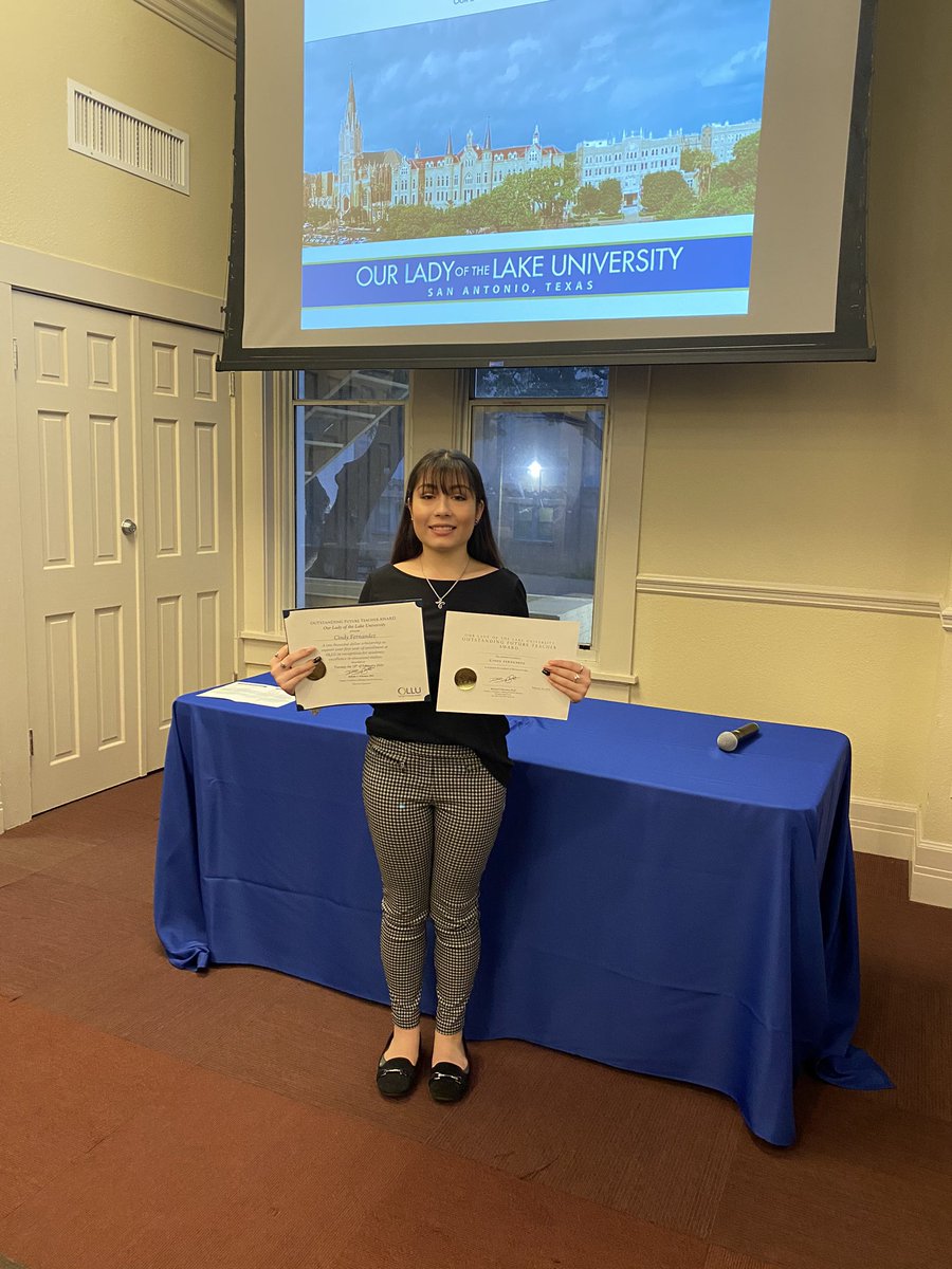 Congratulations to Cindy Fernandez who was awarded the Outstanding Future Teacher Award at Our Lady of the Lake University. She also received a $1000.00 scholarship.#FutureReady  #DynamicLeader <a href="/SamuelClemensHS/">samuelclemenshs</a> <a href="/scucisd_cte/">SCUCISD CTE</a>