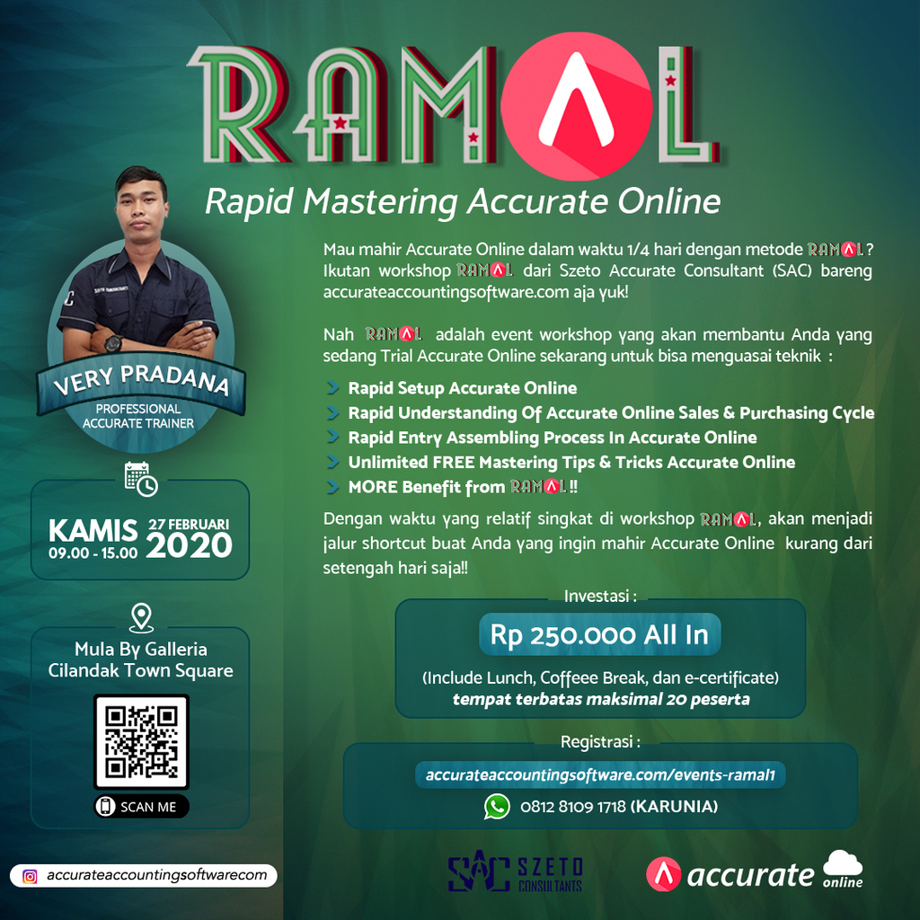 accurateid's tweet photo. Rapid Mastering Accurate Online Februari 2020
Kamis, 27 Februari 2020
Mula by Galleria, Cilandak Town Square
Whatsapp : 081281091718 (KARUNIA)
#event #jktevents #seminar #workshop #seminaraccurate #workshopaccurate #accurate #accurateonline https://t.co/PZwBUOA5L0