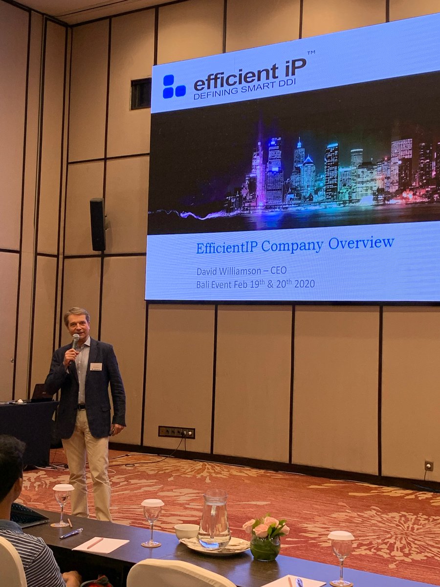 efficientip's tweet photo. Kicking off our annual #APAC partner event with CEO David Williamson and VP Sales APAC Nick Itta! Looking forward to spending time with all of our Asian partners in the next couple of days in #Bali ☀️ #apacpartnerday https://t.co/uSMV7P720F