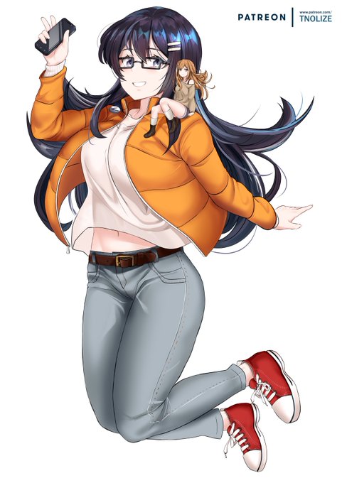 I personally like black hair because they look appealing with the right color combination, on this case its her bright orange jacket. I tried very hard to meet all the criteria said by the owner while still achieving lewdness.

#OC #Commission #コミッション 
