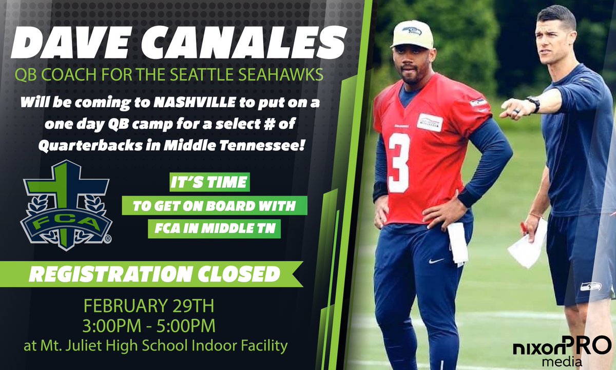 BrendanJonesQB's tweet photo. Honored to say that I have been one of the seven people chosen to be coached up by the QB coach for the Seattle Seahawks Dave Canales🙏🙏@QBC_Nashville @QBNation2023 @QBHitList https://t.co/TdVKDIotRf