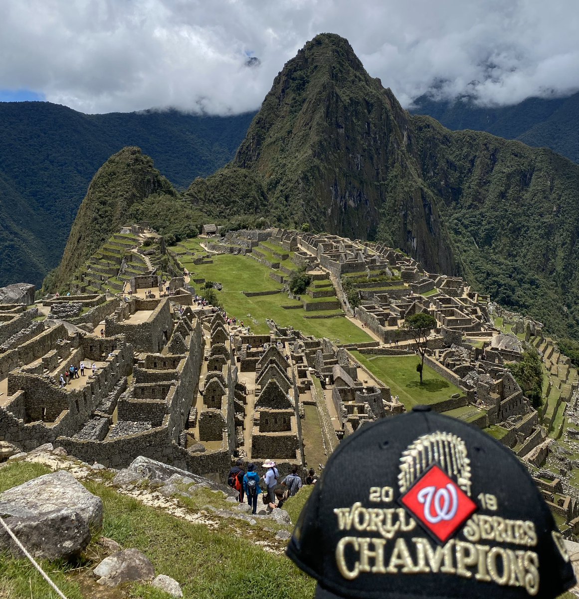 RickWasfy's tweet photo. @Nationals What shape is this World Series Champions hat in hanging out in Machu Pichu? https://t.co/LaVbgJCntK