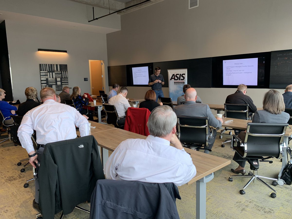 ASISNC119's tweet photo. Today we had an amazing chapter meeting and training session to kick off 2020. Thank you to all those in attendance and to Mr. Darren Goodbar for such an amazing presentation on Unmanned Aerial Systems. Great insight and resources!

 #security #training #myasis https://t.co/s40DNzhZHG