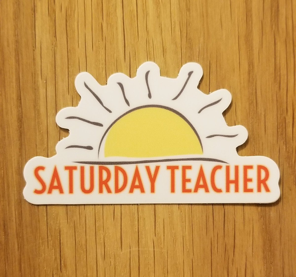 beardsleyteach's tweet photo. #SaturdayTeacher stickers inspired by @jcorippo & @edcampOSjr. SaturdayTeachers go above & beyond, spend their Sats attending PD, interact with their PLN, design engaging learning experiences. If you're a Sat Teacher too & want one of these, find me at #SpringCUE2020! #WeAreCUE https://t.co/iwoFntWyCX
