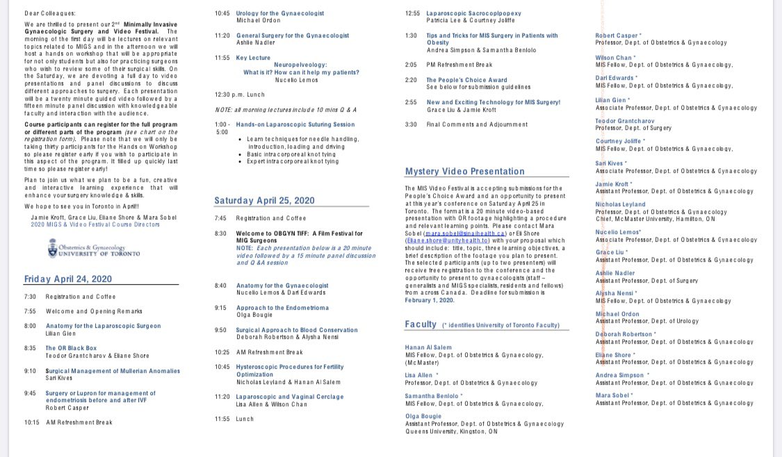 Eliane Shore (@elishoremd) on Twitter photo Check out our #MIGS conference and film festival <a href="/uoftobgyn/">U of T Ob-Gyn</a> in Toronto April 24&25. Program @ mountsinai.on.ca/cme/. <a href="/UnityHealthTO/">Unity Health Toronto</a> <a href="/SMHObGyn/">SMHObGyn</a> <a href="/SinaiHealth/">Sinai Health</a> <a href="/Sunnybrook/">Sunnybrook Health Sciences Centre</a> and others. #gynecology #MIS <a href="/oanto011/">Olga Bougie</a> @AndreaSimpsonMD <a href="/DebRobertsonMD/">Deborah Robertson</a> @DrGraceLiu youtu.be/OP4TgpnkUSg. Check out our #MIGS conference and film festival <a href="/uoftobgyn/">U of T Ob-Gyn</a> in Toronto April 24&25. Program @ mountsinai.on.ca/cme/. <a href="/UnityHealthTO/">Unity Health Toronto</a> <a href="/SMHObGyn/">SMHObGyn</a> <a href="/SinaiHealth/">Sinai Health</a> <a href="/Sunnybrook/">Sunnybrook Health Sciences Centre</a> and others. #gynecology #MIS <a href="/oanto011/">Olga Bougie</a> @AndreaSimpsonMD <a href="/DebRobertsonMD/">Deborah Robertson</a> @DrGraceLiu youtu.be/OP4TgpnkUSg.