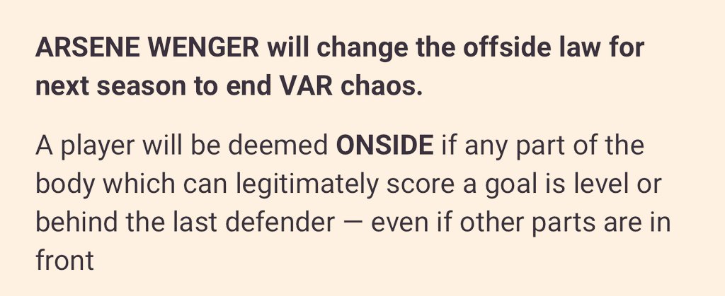 💥 Genius: Arsene Wenger coming up with the goods as the new head of World Football.

#VAR getting sorted it seems.

Unconfirmed whether knee length puffer jackets will be deemed offside though under the new rule🧥

#wenger #UEFAChampionsLeague #UCL
