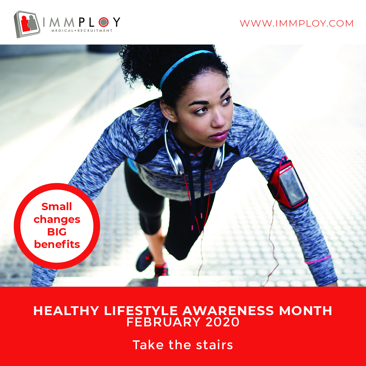 Immploy's tweet photo. Choosing to take the stairs burns almost seven times more energy than using the lift. It's a small way to squeeze a bit more physical activity into your day.

#immploy #HealthyLifestylesAwarenessMonth #SmallChangesBigBenefits #healthyliving #healthybody #healthymind https://t.co/iKoO1j8HjR
