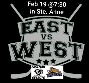 Eastmanfemale's tweet photo. GAME 4 of the playoffs goes down tomorrow Feb 19 in Ste. Anne!! Puck drops at 7:30!
All youth 17 and under with a Selects logo of any kind showing or wearing their local team Jersey get in FREE! 
This series has been insane! Everythings on the line the Selects need your support!! https://t.co/xfF9DQgrit