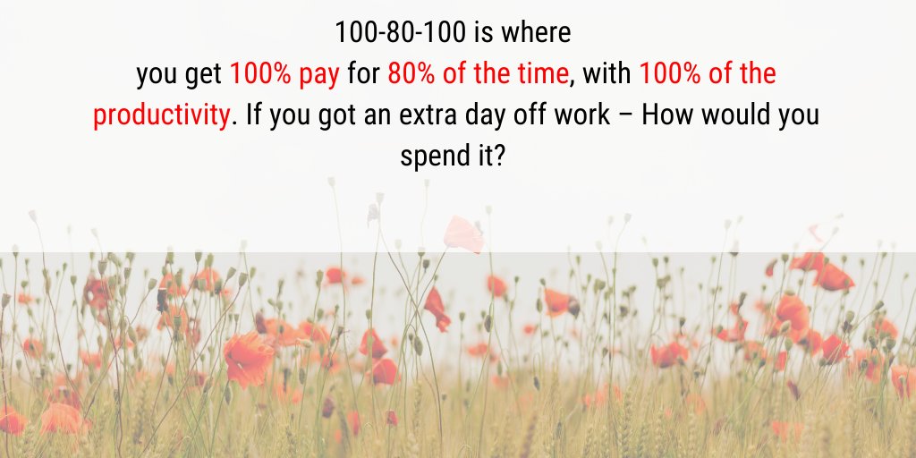 4 Day Week Global 100 80 100 Is Where You Get 100 Pay For 80 Of The Time With 100 Of The Productivity If You Got An Extra Day Off Work