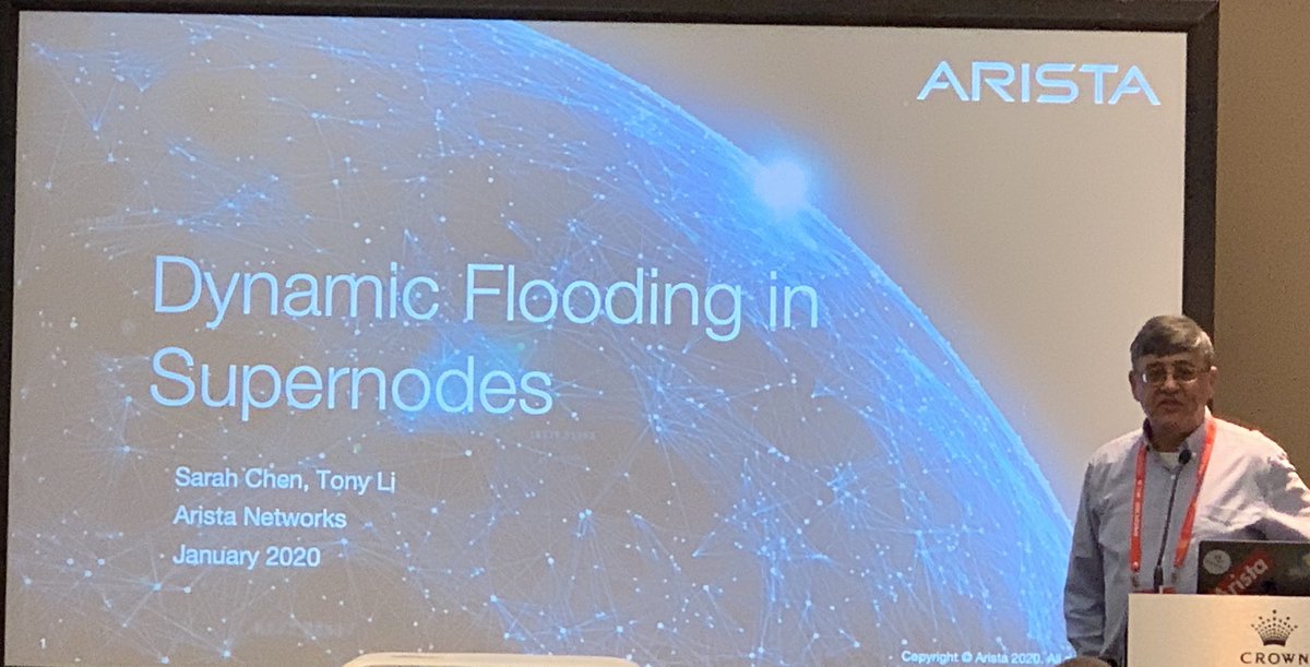 So cool to hear Tony Li talking about core routing and current scalability. Yeah - he’s responsible for a lot of good tech that built the Internet and I’m happy he’s still in the game. ⁦<a href="/AristaNetworks/">Arista Networks</a>⁩ #APRICOT2020 #realnetworkengineers #ideastoscalerouting
