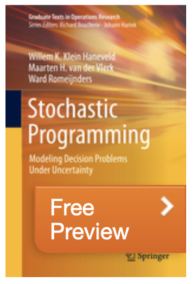 StoProgSociety's tweet image. 🤩 New textbook on #StochasticProgramming "Modeling Decision Problems under Uncertainty" by Wim Klein Haneveld, Maarten van der Vlerk, & Ward Romeijnders based on the #SP lecture notes of Wim and Maarten @univgroningen
springer.com/gp/book/978303…