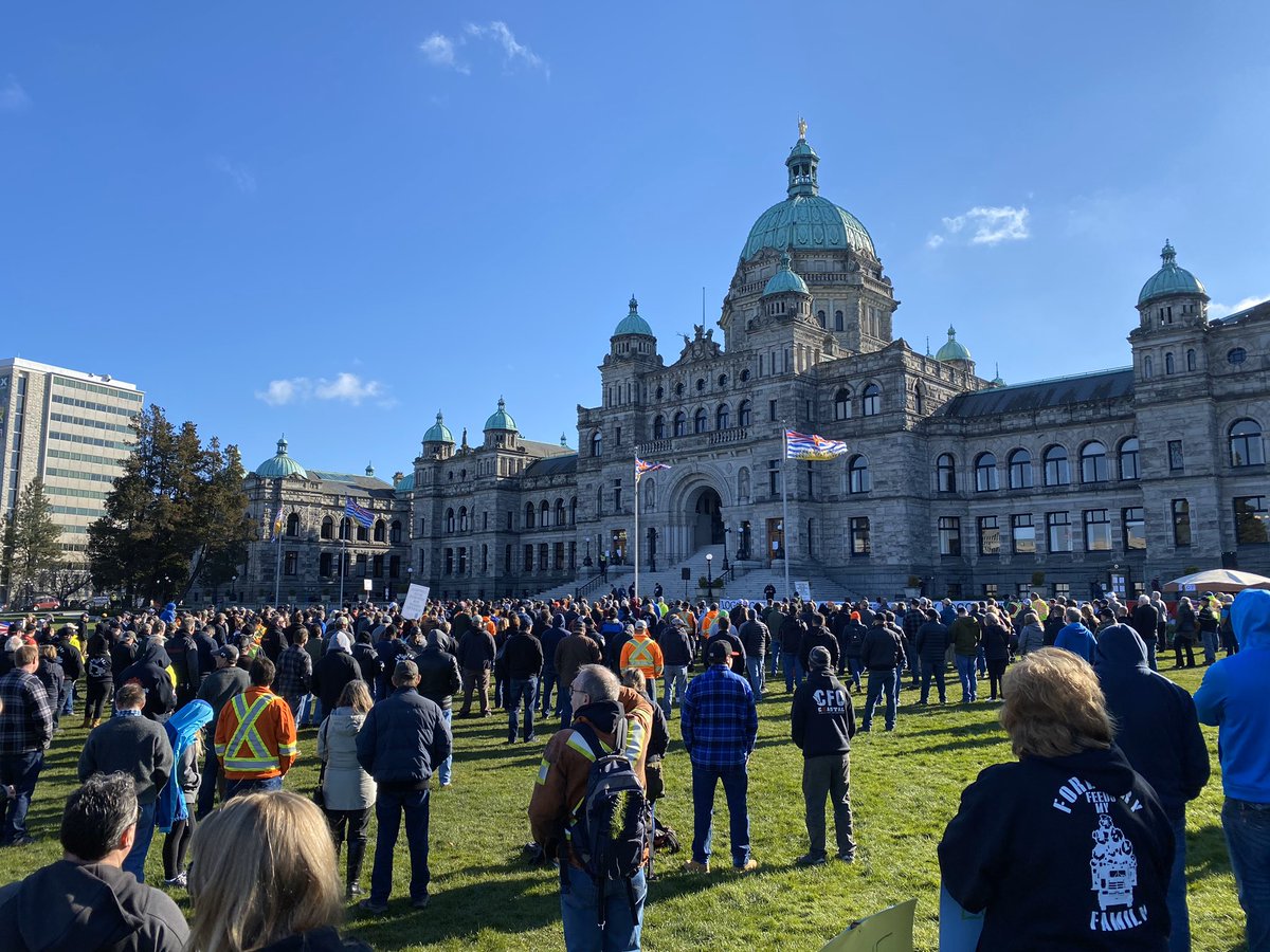 PFLABC's tweet image. Hundreds show support for the B.C. forest industry in Victoria today. #forestproud #pfla