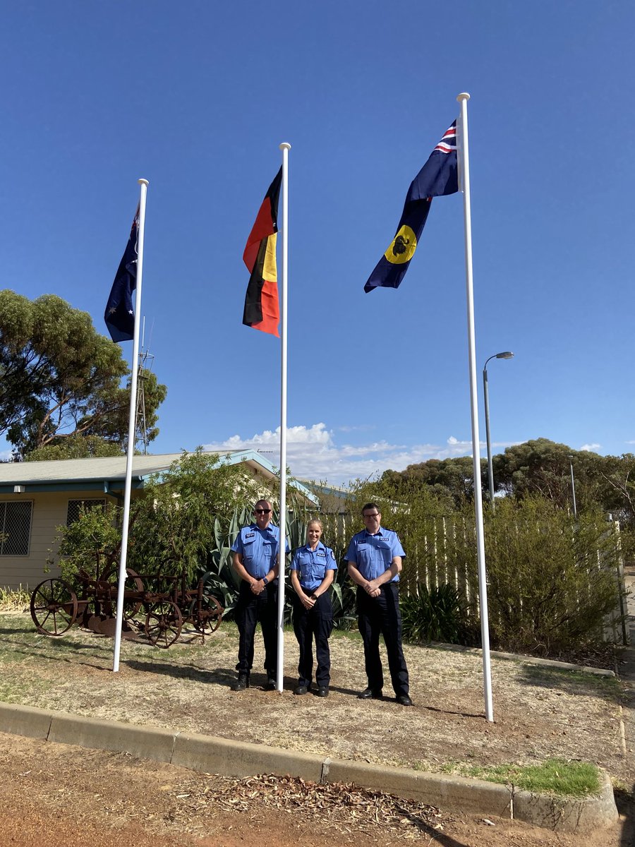 Brookton Police Station flying the flags on the stations new flagpoles.#fb