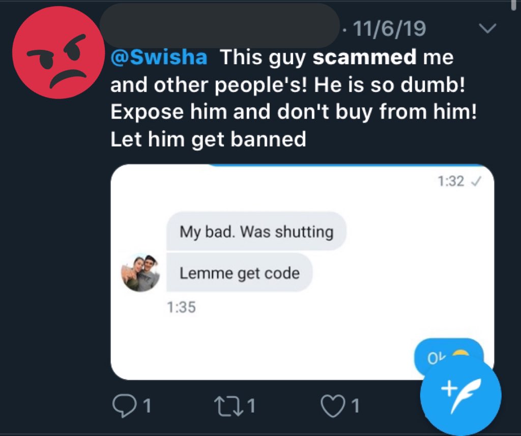 ScamAnnihilator's tweet photo. @Swisha #Swisha #ScammerAwareness
#Scammer #Scam #Scams #TwitterScam #TwitterFraud #FakeGiveAways #FakeGaws #FakeGaw #MintyScam #Minty #MintyCodes #FortNite πβπ¨ https://t.co/nkaJhBjCjZ