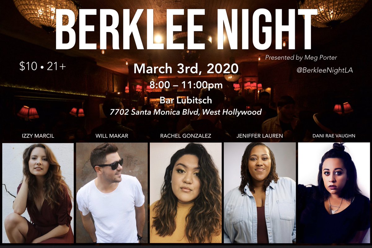 BerkleeNightLA's tweet photo. 2 weeks away from the next BN! RSVP here: https://t.co/qJ7VnjmJvq https://t.co/PIcJEWFgpy
