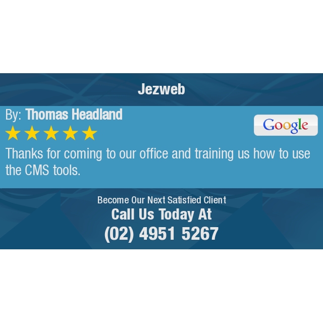 jezwebdesign's tweet image. 5 Star: Thomas H. &quot;Thanks for coming to our office and training us how to use the CMS tools.&quot; bit.ly/2E3FvzG