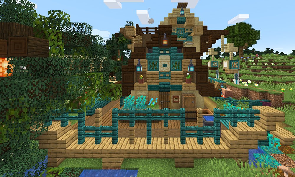 やんひの ブログ A Twitter ネザーアプデの青い木材とか トラップドアがオシャレすぎて最高ﾃﾞｽ 青いランタンもね すごく良い Minecraft建築コミュ T Co Ii76c0mhwv Twitter