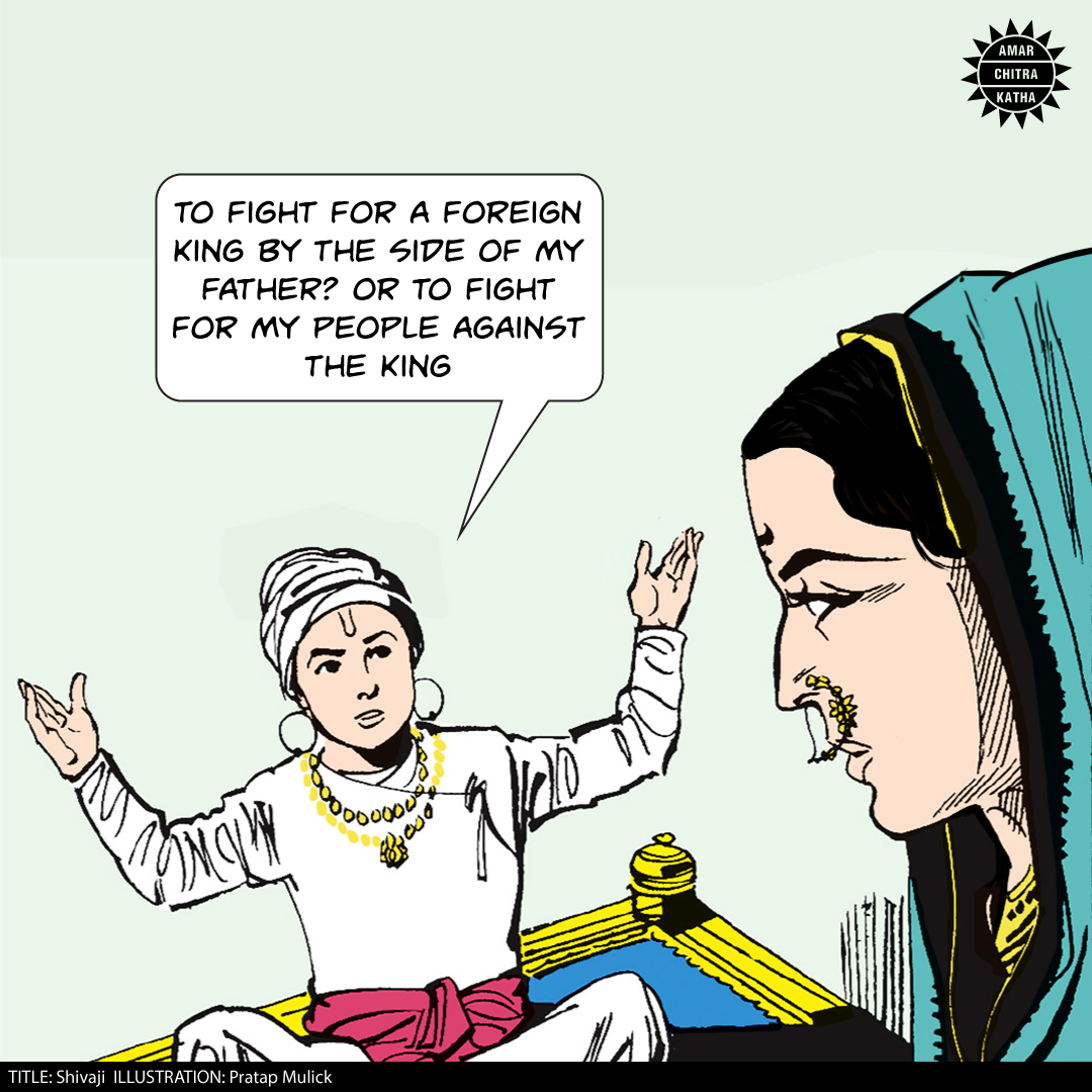 ACKComics's tweet photo. It was thanks to all this training from his mother that he was later able to escape from the trickiest situations with ease. Amar Chitra Katha salutes Jijabai, a proud mother of a brave Maratha king and one of the earliest #WomenPathbreakers that India has seen. (3/3) https://t.co/maYL2dBH3b