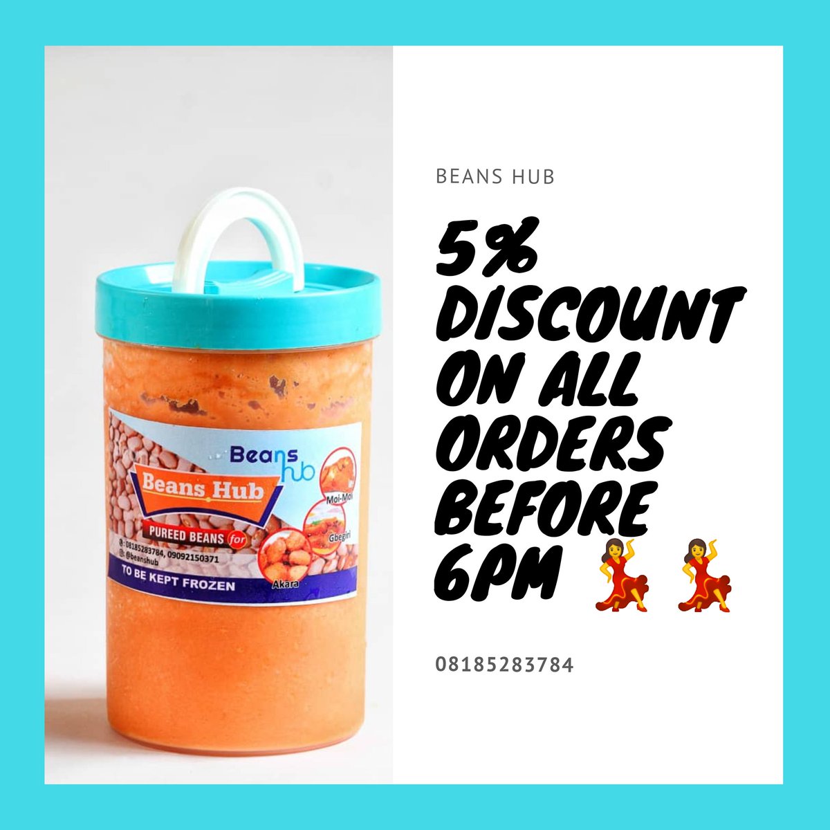 beanshub_'s tweet image. Yippy... Who's in. This discount runs through from now till 6pm.  Get a 5% discount on beans puree. Refer a friend, colleague, neighbor and get a discount on your next order💃💃