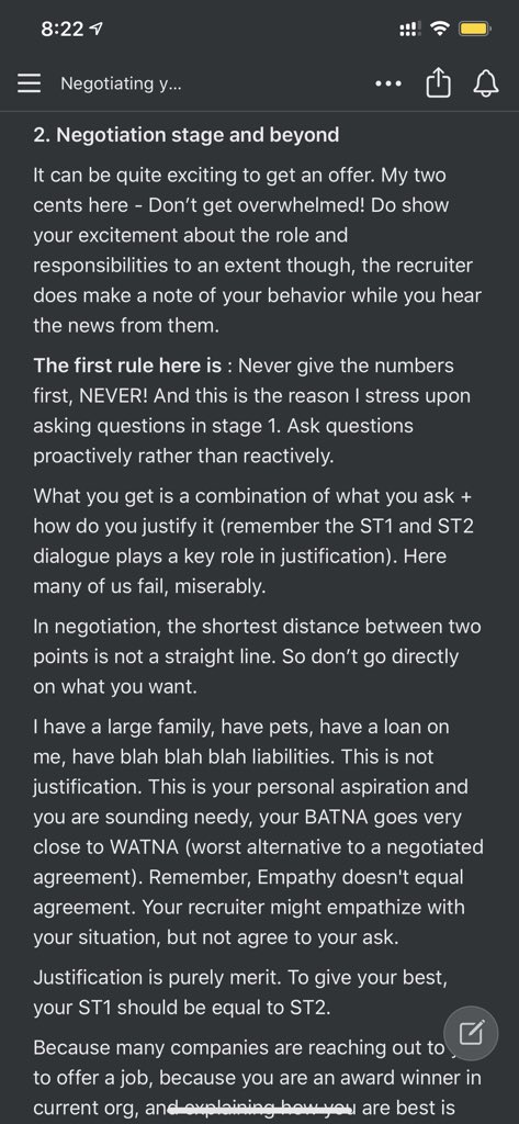 In negotiation, the shortest distance between two points is not a straight line. So don’t go directly on what you want.The most important rule: Never give the numbers first, NEVER!5/