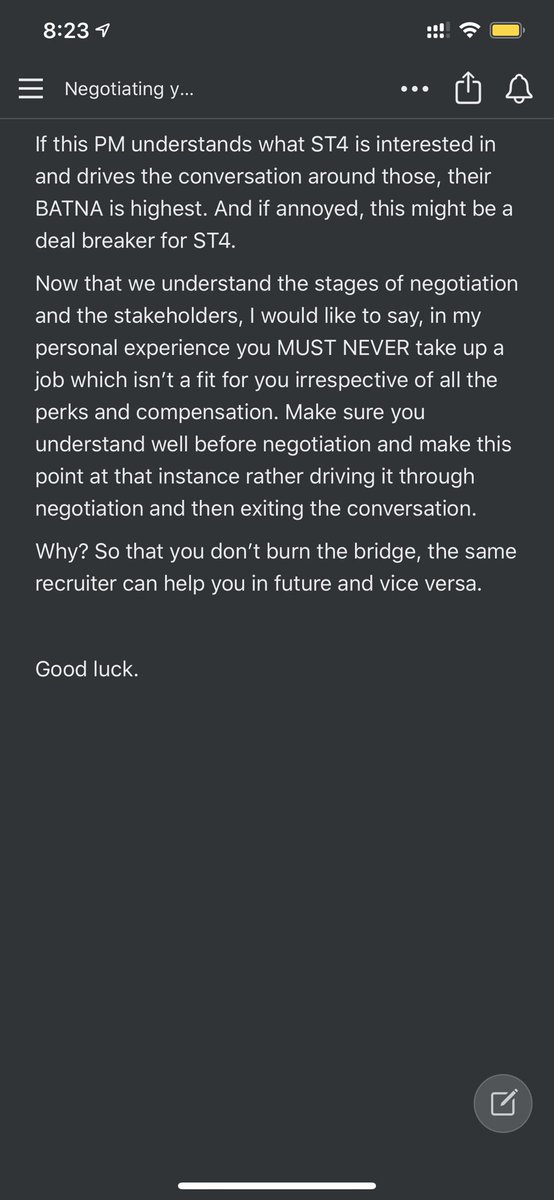Last and my favorite:You MUST NEVER take up a job which isn’t a fit for you irrespective of all the perks and compensation.Make sure you are passionate about it, you will see things falling in place if not immediately, in due course.Good luck  10/10end
