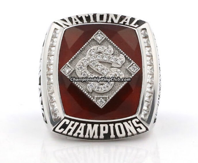 Red_Watson's tweet photo. Lots of comments over the years bout Carolina getting rings 4 winning bowl games... Prob 4got bout their ceremony to get rings for finishing T3 in the CWS in 2010? 🤣
This is what THE ring actually looks like, &amp; don’t 4get who punched ur ticket home 😉 
https://t.co/xZnj2ebJT6 https://t.co/SxQ4P7uztp