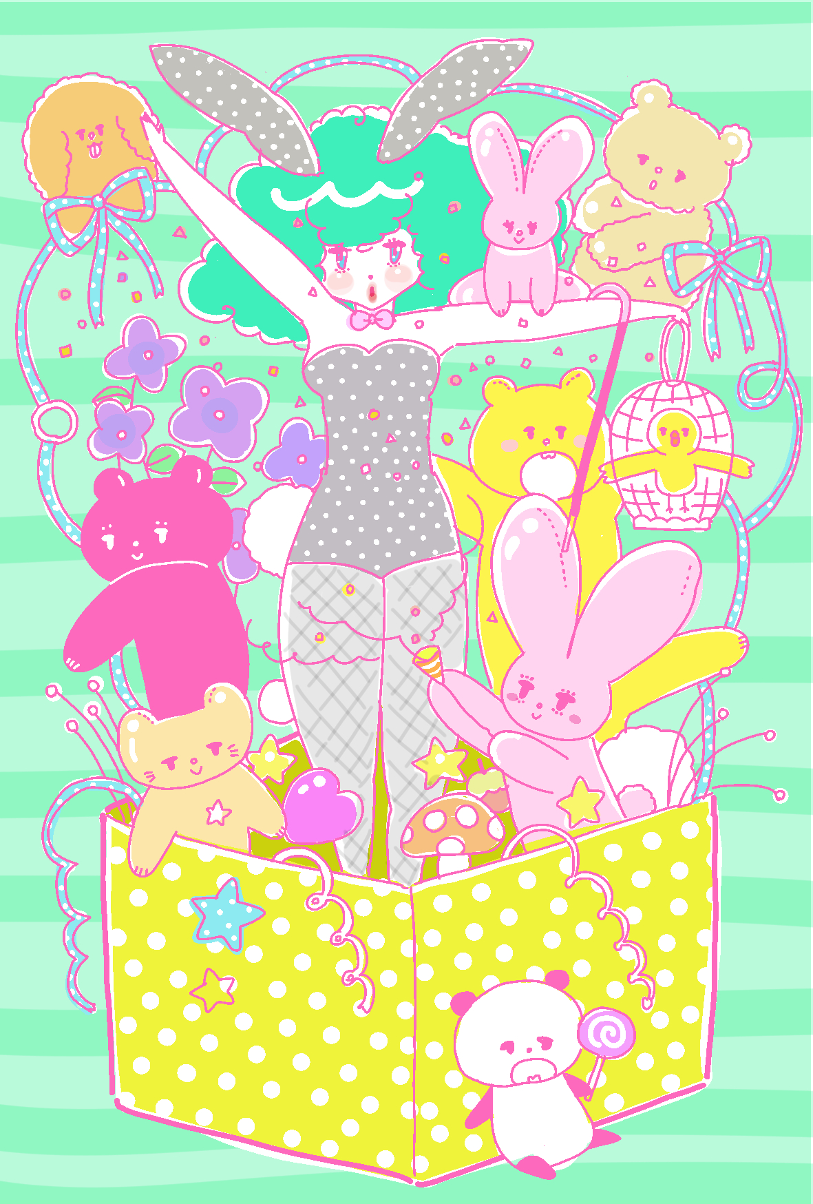 もり びっくり箱 バニーガール イラスト お絵かき イラスト好きさんと繋がりたい 絵描きさんと繋がりたい かわいい Illustration くまさん ピンク T Co Lqgluainyx Twitter