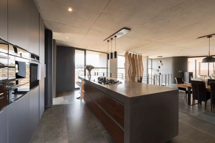 Engineered quartz | Natural Walnut veneer | Matt acrylic cabinets.#TKSclientwork