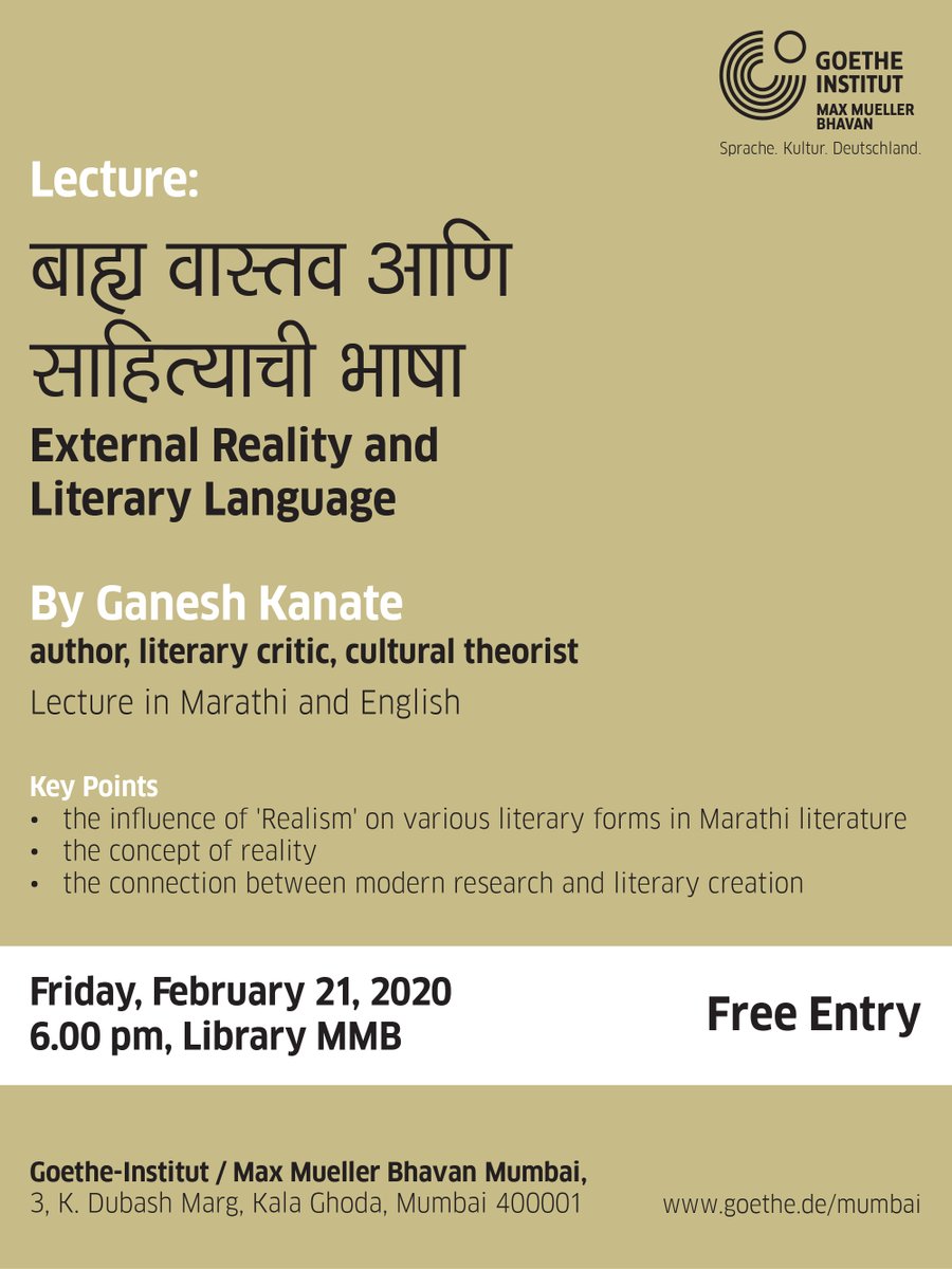 BoodhuRamu's tweet photo. A talk about Marathi lit by Ganesh Kanate, a student of Eastern Philosophy, English and Hindi Literature

Hope to hear a bit about ...

Dhasaal
Dahake
Milind Malshe
Vishnu Khare
Kumar Ambuj

+

Jung, Neumann and VS Ramachandran https://t.co/3HlHGLTGlW