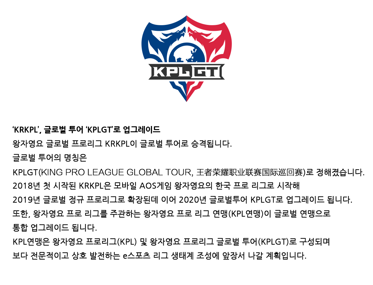 KPLGlobalTour's tweet photo. KRKPL is now upgraded to a global tour 'KPLGT'
The Honor of Kings International Pro League KRKPL is now upgraded to a global tour. The name of the global tour is KPLGT (KING PRO LEAGUE GLOBAL TOUR, 王者荣耀职业联赛国际巡回赛)
#KPL #王者荣耀 #KPLGT #HoK #KPLGlobalTour https://t.co/IfzK5noxed