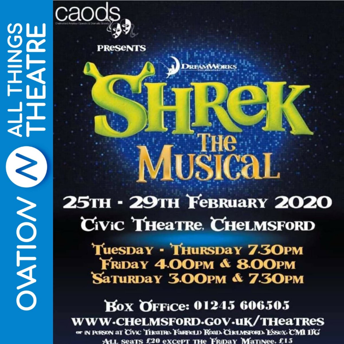 ovation_radio's tweet photo. We will be in the audience for this cracking show, with the incredible @caods next week! Get your tickets now!!!! #allthingstheatre #locallineup #ovation #ovationradio #listen2ray #rayradio #shrek #shrekthemusical #musical #musicaltheatre #caods https://t.co/ULaPfNWhSK