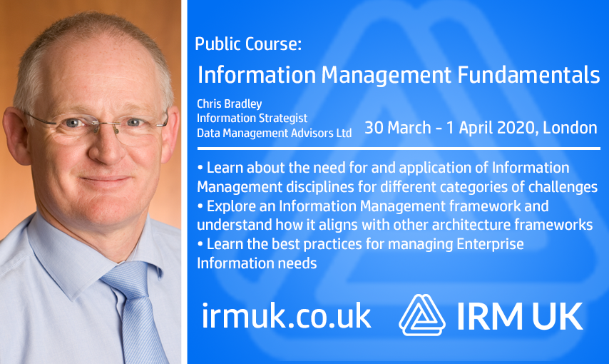 IRM UK (@irmuk) on Twitter photo This course addresses all of the info management disciplines as defined in the #DMBoK. This course provides delegates with knowledge and techniques to analyse & implement #InformatioManagement solutions for your organisation.
Join <a href="/InfoRacer/">Christopher Bradley</a> 30 Mar- 1 Apr ow.ly/yzqh30qfeq8 This course addresses all of the info management disciplines as defined in the #DMBoK. This course provides delegates with knowledge and techniques to analyse & implement #InformatioManagement solutions for your organisation.
Join <a href="/InfoRacer/">Christopher Bradley</a> 30 Mar- 1 Apr ow.ly/yzqh30qfeq8