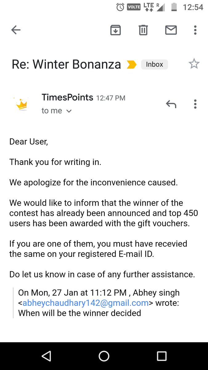 abheychaudhary's tweet photo. @TimesPoints After a long wait for winter bonanza this is what I got
It's totally creepy thing by mentioning "led tv" as bumper prize for the topper of leaderboard for making snowman and giving only voucher for that
Give me my prize or tell me that this was a fake contests
#fakecontests https://t.co/38Qxg8mpkG