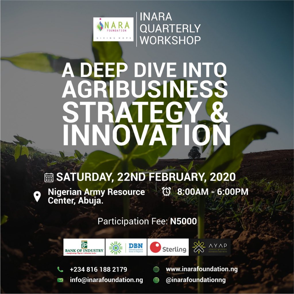 Are you an Agropreneur or thinking about starting up? Join us this Saturday and listen to our line up of excellent speakers as they talk about how to Ideate, Innovate, Develop and Disrupt. 

Click here to register forms.gle/HEXk4xWy4sZmwX…