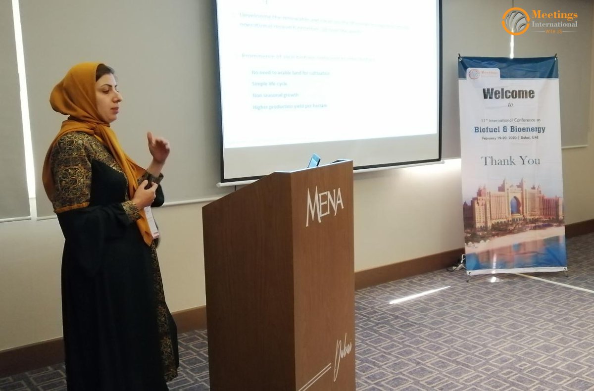 MeetingsInt's tweet photo. Oral presentation by #Fatemeh_Khosravitabar, Ferdowsi University of Mashhad, Iran on "A step towards commercialization of biohydrogen photoproduction by green microalgae" at 11th International Conference on Biofuel & Bioenergy
#Biofuel_Conference #Bioenergy_Conference #Dubai https://t.co/Cd4fTtjQzi