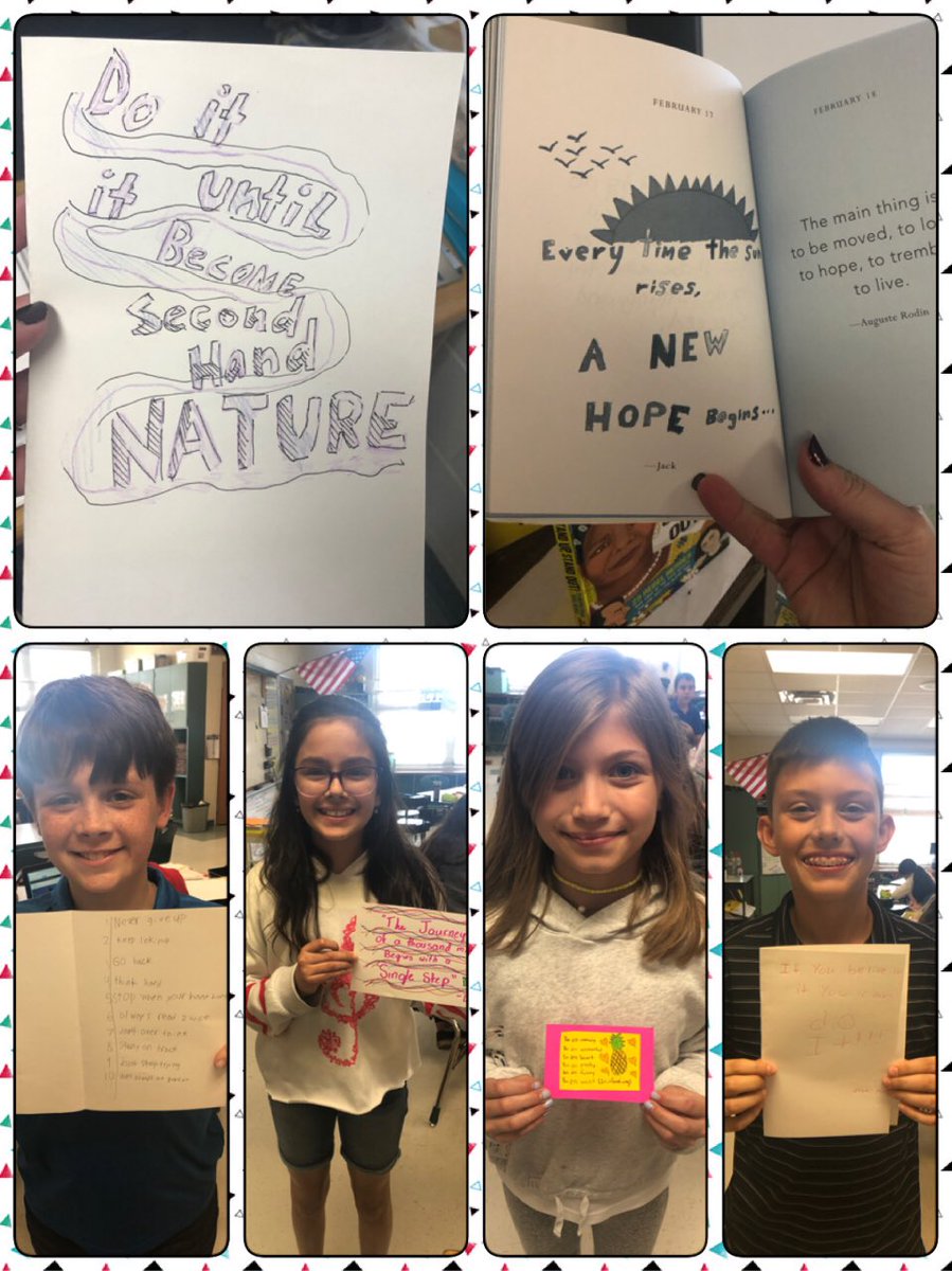 kelleymarkland's tweet image. Day ☝🏼of #SELebrationWeek was about #selfawareness . Ss wrote mantras for themselves to remind them to be positive and look on the bright side 🌞 @cypresscreekvcs @MrsJefferisCCE