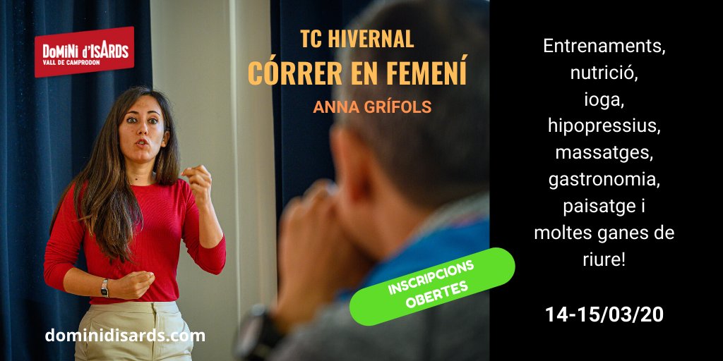 14-15/03/20 TC Córrer en femení. L'Anna Grífols ens donarà les pautes nutricionals per al trail running hivernal. I també ens assessora perquè el cap de setmana sigui deliciós i molt equilibrat! <a href="/AjuntamentMollo/">Ajuntament Molló</a> <a href="/RefuElsEstudis/">Refugi ELS ESTUDIS</a> <a href="/CANJORDI/">Eva Martínez Picó</a> <a href="/costabrava/">Costa Brava Pirineu</a> <a href="/silvialealauge/">mountain goat</a> @alba_mapic