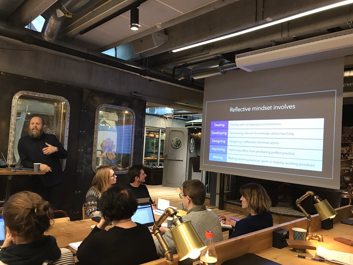 rothkopfAK's tweet photo. At the @UniStavanger #pedagogy skill development course #UniPed now a contribution by @kenandklts on the #concept of #reflection. Building #awareness for the different #facets of reflection &amp; turning it into a #tool for #improving #teaching practices. #改善 #Kaizen @Kunnskapsdep https://t.co/RHybTL4wVp