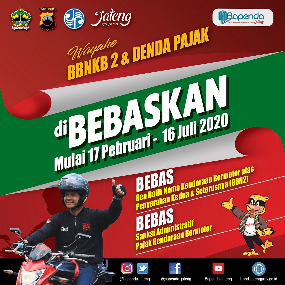 Wayahe...wayahe.... Bebas Denda Pajak Kendaraan dan Bebas Bea Balik Nama.... 
.
.
#PajakKendaraan 
#SamsatJateng 
#DulurMasSajak 
#MasSajak 
#JatengGayeng