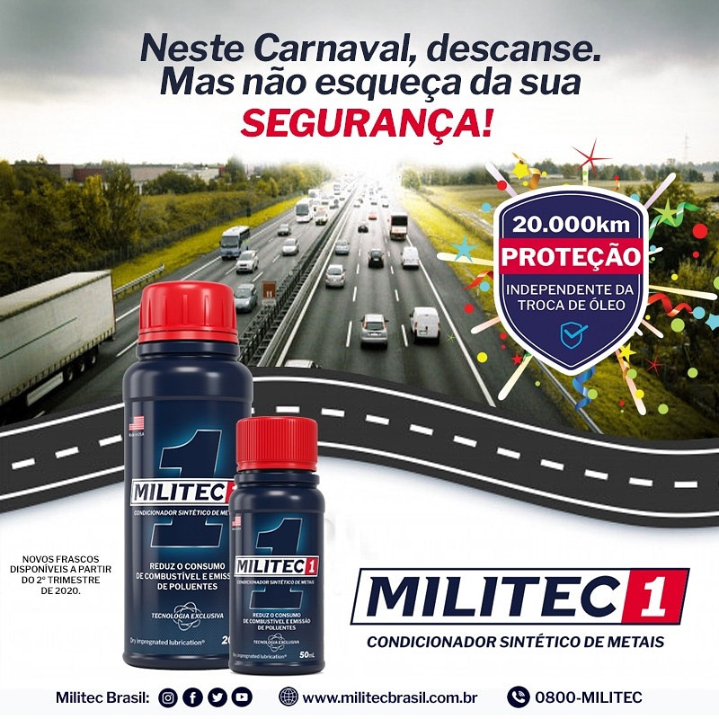 MilitecOficial's tweet photo. 🎉Neste Carnaval tome precauções nas estradas. Faça uma boa revisão no seu veículo e escolha Militec 1 para a proteção do motor! 🎭 https://t.co/J0tRA0hRqx