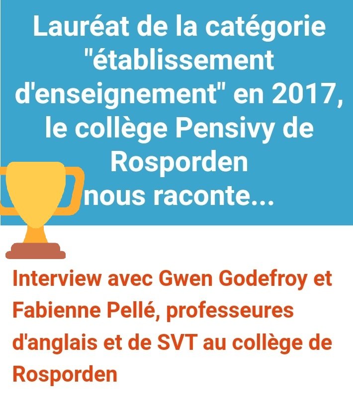 edd_acrennes's tweet photo. #edd 🌿Trophées Bretons du Développement Durable #tbdd le Collège Pensivy de Rosporden témoigne du rayonnement que le Prix 🏆"Etablissement d'enseignement" lui a apporté@tropheesddbzh 🐦Pour rejoindre le collège Pensivy dans l'aventure des trophées: Candidatez! @DAACacadRennes https://t.co/2SM3RoWMup