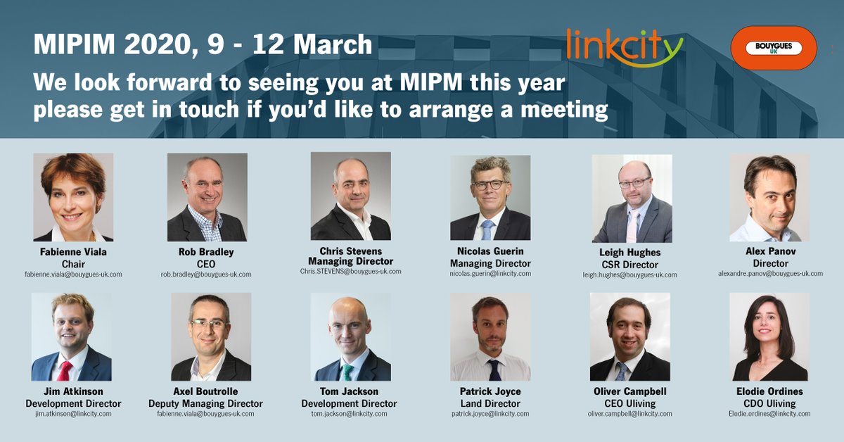 LinkcityUK's tweet photo. We're attending #MIPIM2020! Meet us on the London stand or contact us directly to organise a meeting. We look forward to seeing you there.
#MIPIM #LondonStand @LondonatMIPIM https://t.co/nyPvKhbkd8