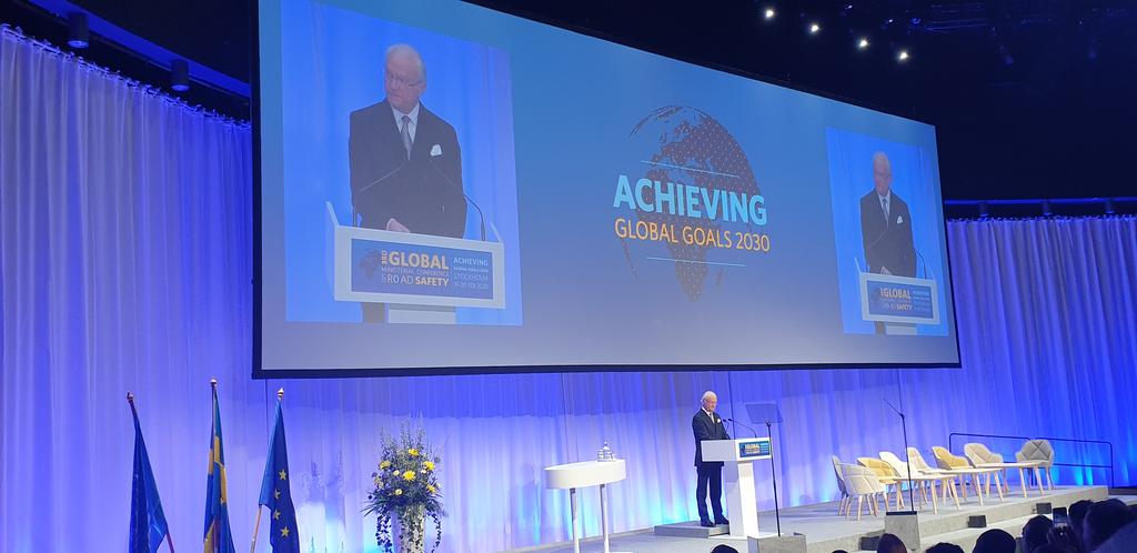 mirosroadsafety's tweet photo. On going now, the opening of the 3rd Global Ministerial Conference on Road Safety ' Achieving Global Goals 2030'. Officiated by the King of Sweden in Stockholm.
19 - 20 Feb 2020.  
#RoadSafety https://t.co/umsyyo8wOL