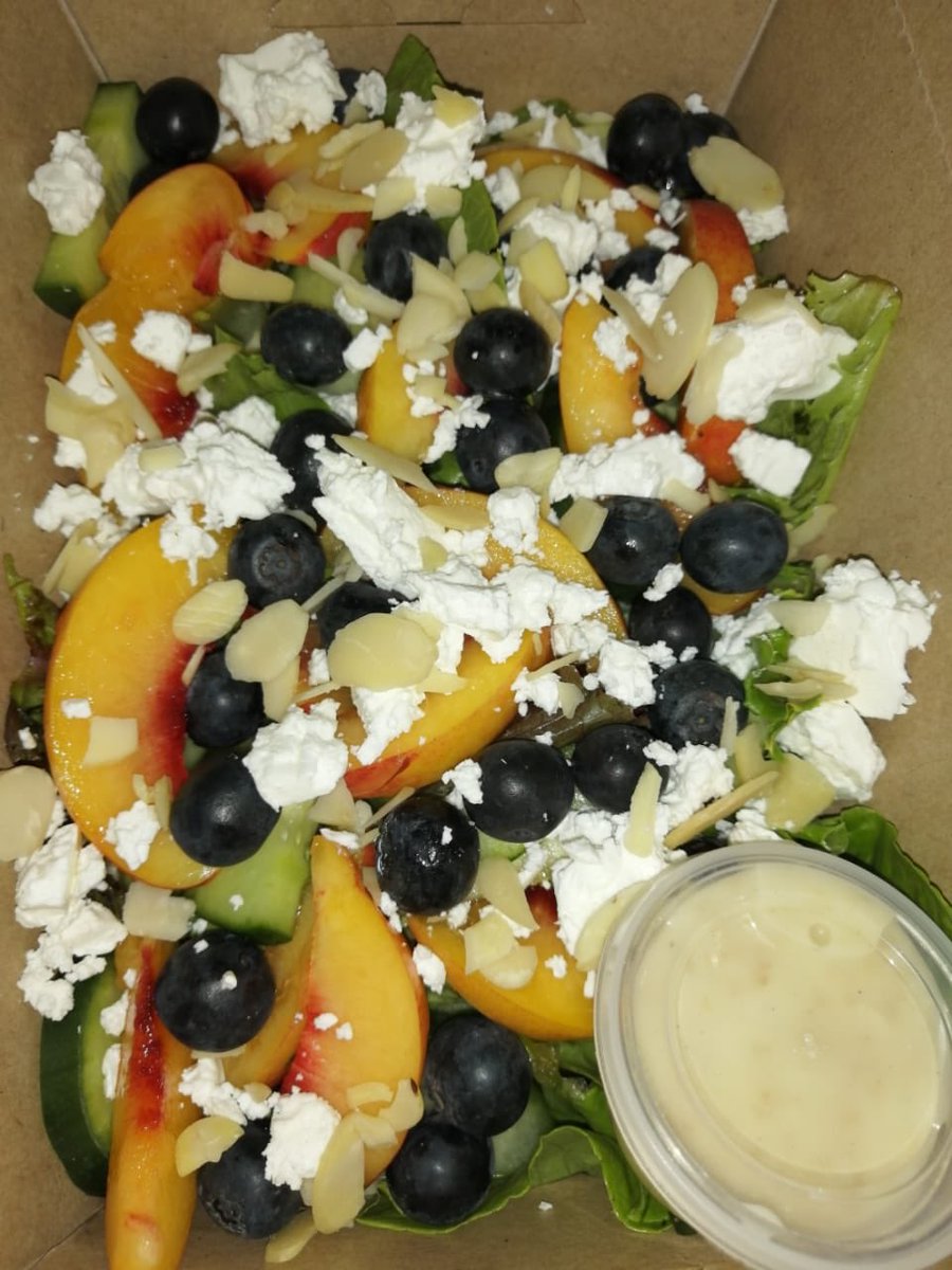 Nectarine and blueberry salad today! 
Enjoy this beauty today at Rocco &amp; Riley.
.
.
.
.
.
#summer #summertime #food #lunch #fresh #salad #smoothie #wrap #sandwich #manwich #Stellenbosch #technopark #stellies #fresh