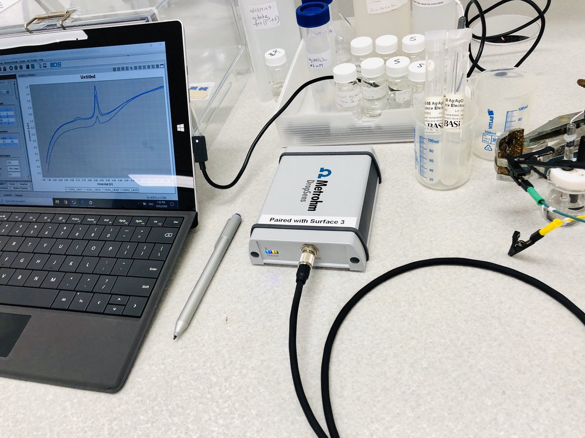 markier87's tweet photo. Was excited to tinker around this portable potentiostat. Doing some test ASV for Pb sensing. Data transmission via bluetooth, cool! #VoltammetryWednesday #ECRChat #AcademicTwitter #RealTimeChem https://t.co/YBJRNQJgnt