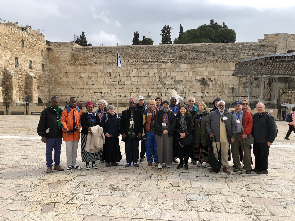Ravbaruch's tweet photo. With Sharing Perspectives/ #PathofAbraham study group #WesternWall in Old City of Jerusalem. “For Jews this is front row of Planet Earth.” Coming up Mosque of Omar and Church of Holy Sepulchre. @sgcjerusalem https://t.co/NeQoE214Pp