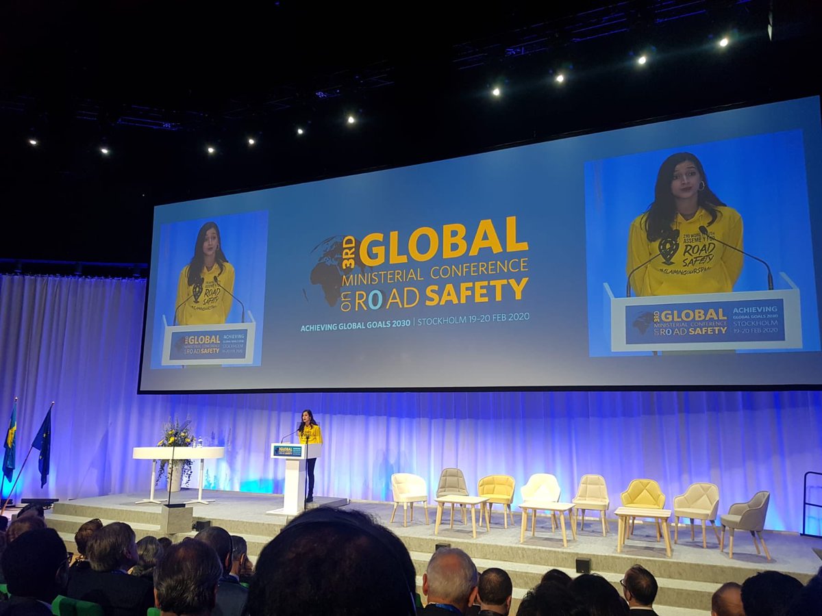 ClaiminOurSpace's tweet image. Our very own Omnia el Omrani delivers the youth statement in front of the delegates of the WYA to global decision makers ✊🏼 #ClaimingOurSpace #WYARoadSafety 🚦