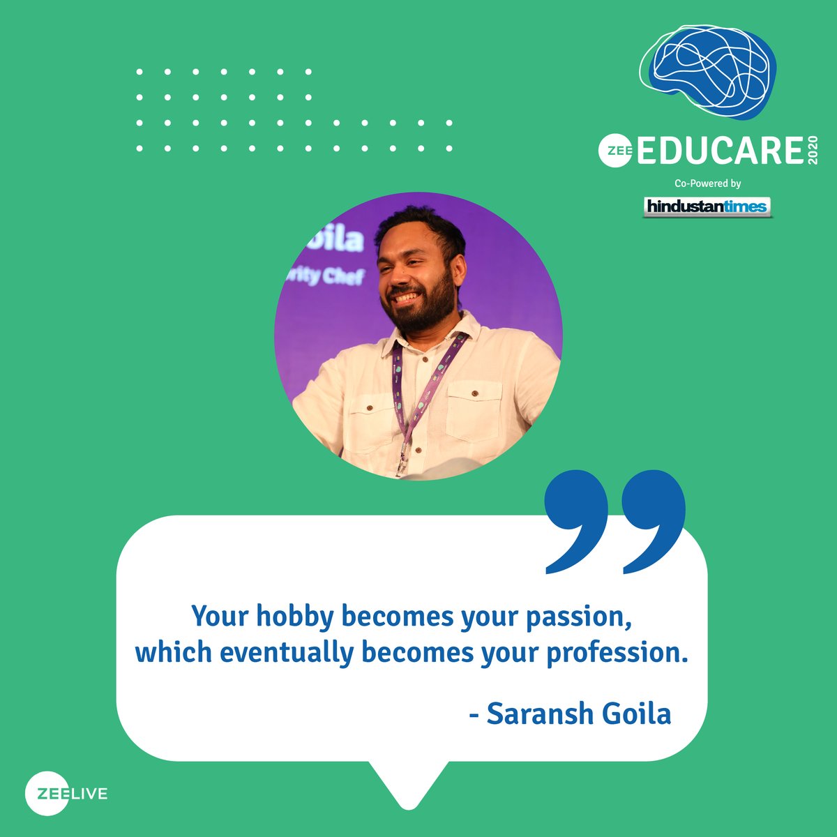 ZeeEducare's tweet photo. Passion and persistence is the key to success.
Thanking our speakers @Sudeeplahiri12, @CarryMinati, @nikkkhil and @SaranshGoila  for hosting the panel “What it takes to be a successful YouTuber” at Zee Educare, co-powered by HT. https://t.co/NdSz95scp2
